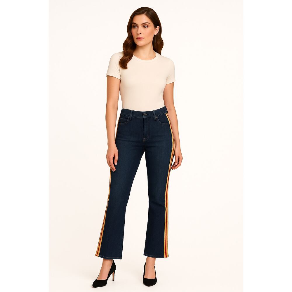 Mother Insider Crop Blue Jeans Swept Away Glitter Racer waist 25